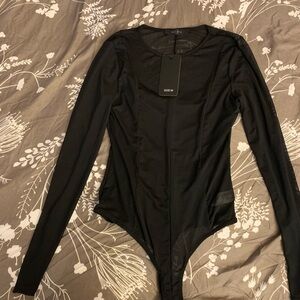 Chic Black Long Sleeve Bodysuit